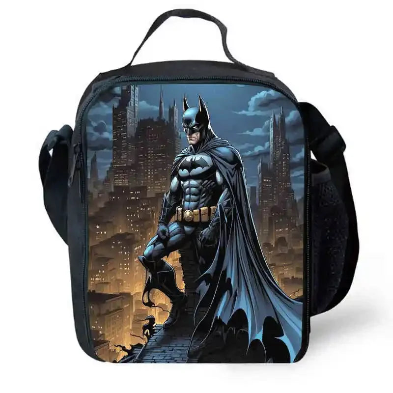 Cartoon Super Hero B-BatmanS School Backpack,Lunch Bags,Pencil Bags for 4-8 Years Old,Cartoon School Bags for Boy Girl Best Gift