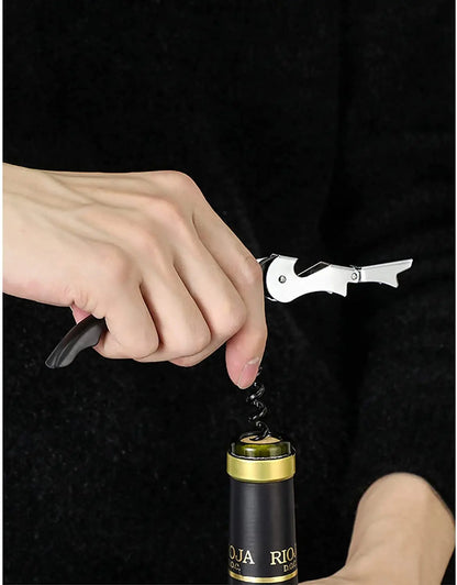 4Pcs Wine Opener Set with Corkscrew Wine Stoppers & Other Accessories Case Lever Bottle Opener Kit Gift