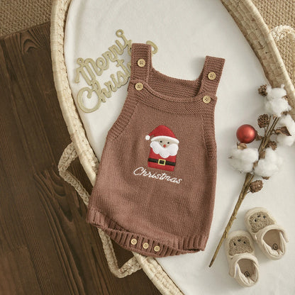 ma&baby 1-18M Christmas Baby Boy Girl Romper Newborn Infant Sleeveless Tree Santa Embroidery Knit Overall Jumpsuit Xmas Costumes