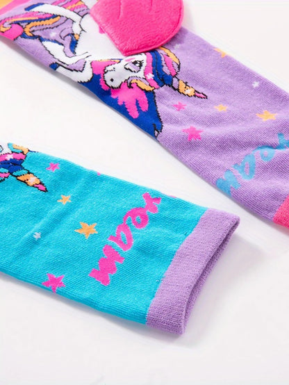 1 Pair of Pony Cotton Cartoon Unicorn Wings Personalized Girl Socks, Suitable As A Gift