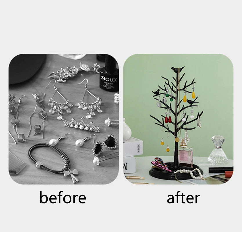 Bird Tree Jewelry Necklace Rack Earring Holder Jewelry Display Tray Bracelet Organizer Stand Jewelry Holder Accessories Storage