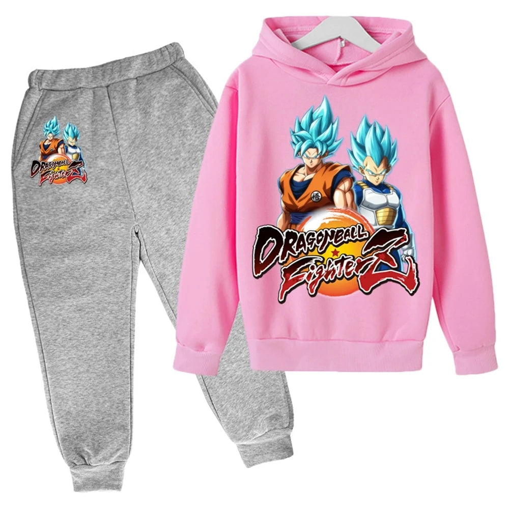 Winter Dragon Ball hoodies for boys and girls, children's cartoon Goku sweatshirts, outdoor sports children's simple fashion top