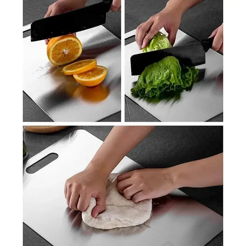 Titanium Cutting Boards for Kitchen, Stainless Steel Cutting Board, 304 Stainless Steel Double-Sided Food Grade Cutting Board