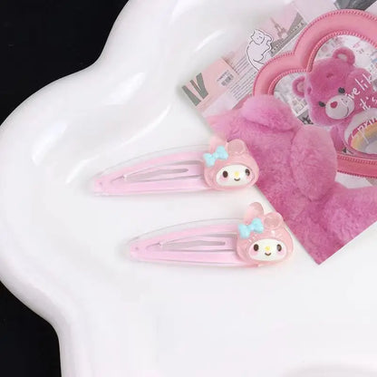 2Pcs Sanrio Girls Hair Clip Kawaii Mymelody Kuromi Cinnamoroll Hairpin Kids Hair Accessories Gift