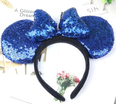 Minnie Mouse Ears Headband Big Size Sequin Bow Women Party Girl Hairband Hot Festival Disney Park Trip DIY Hair Accessories