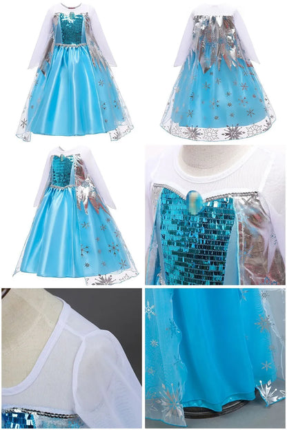 Girls Elsa Anna Dress Children Princess Carnival Dress Kids Jasmine Rapunzel Pageant Flower Disguise Cosplay Christmas Costume