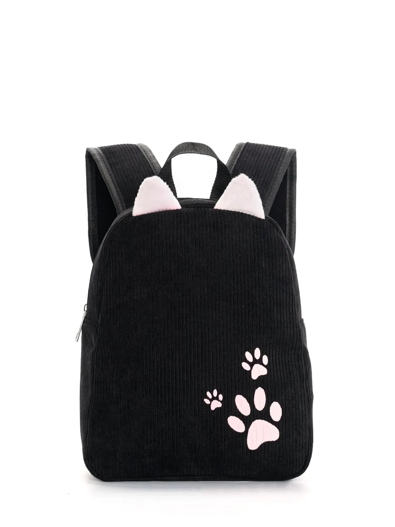 Cute Kitten Paws Embroidered Corduroy Women'S Backpack Classic Backpack Suitable For The School Season Outdoors