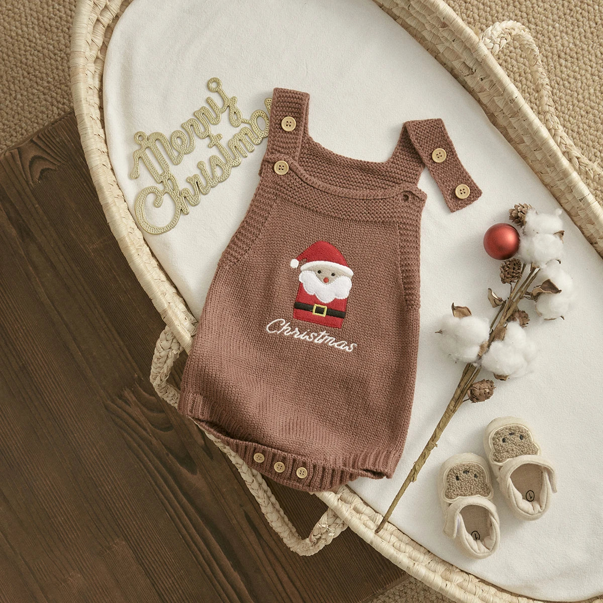 ma&baby 1-18M Christmas Baby Boy Girl Romper Newborn Infant Sleeveless Tree Santa Embroidery Knit Overall Jumpsuit Xmas Costumes