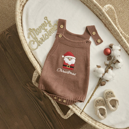 ma&baby 1-18M Christmas Baby Boy Girl Romper Newborn Infant Sleeveless Tree Santa Embroidery Knit Overall Jumpsuit Xmas Costumes