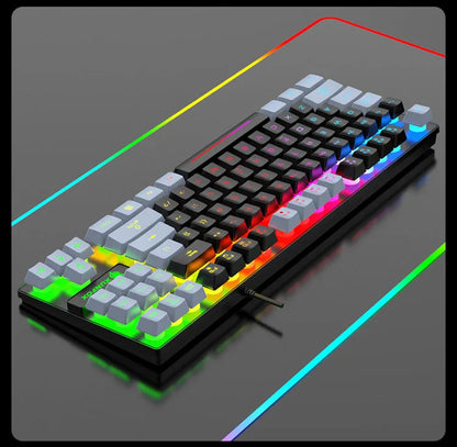 K10 87 Keys LED Luminous Keyboard Home Gaming Keyboards USB Wired Rainbow Backlight Desktop Computer Keyboard Office Accessories