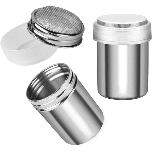 Stainless Steel Cocoa Flour Coffee Sifter Flour Sugar Icing Mesh Sifter PowderSpreading Tank for Fancy Barbecue Kitchen Supplies