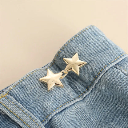 1 Pair Jeans Button Adjustable Clips for Pant Skirts Waist Tightener Buckle Snap Button Adjuster Pants Pin Retractable Button