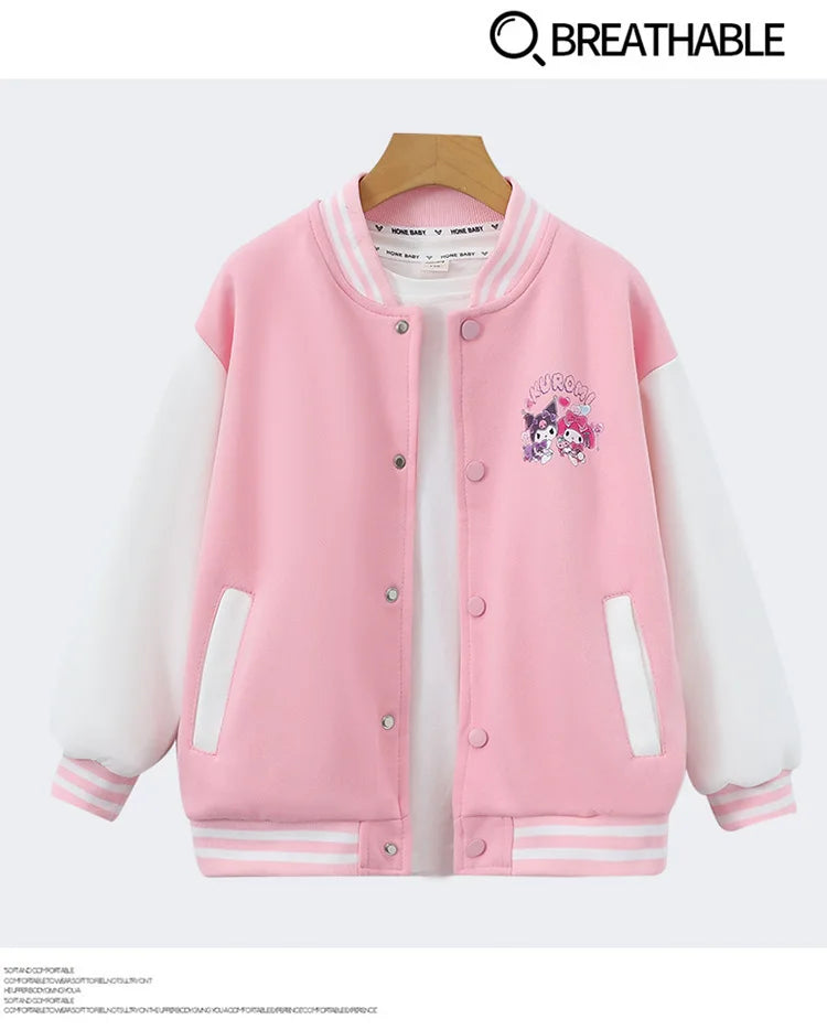 Sanrio Girls Boys Cartoon Kuromi Jacket Children Teen Coats Spring Autumn Kids Single breasted Jackets Casual Sports Outerwear