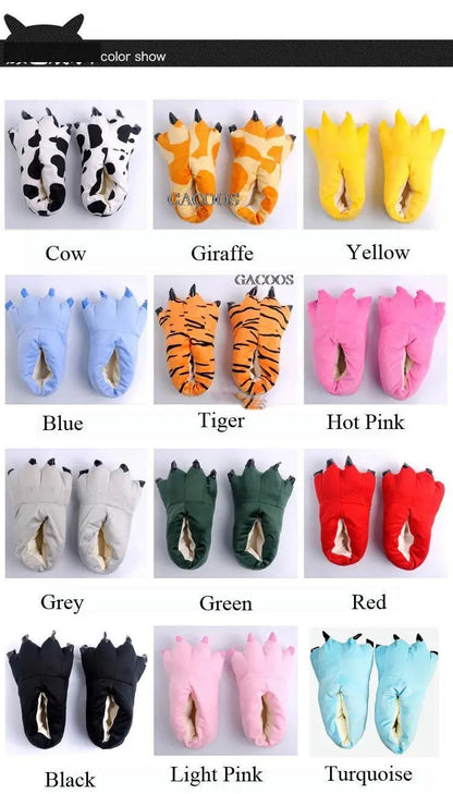 Animal Christmas Paw Slippers Super Soft Floor Noise Slippers Kids Boys Home Shoes Winter Warm Plush Slipper Women Indoor Shoes