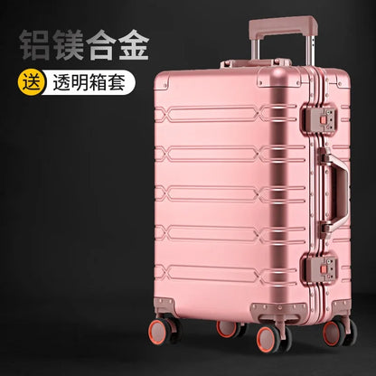 KLQDZMS High Quality 100% Aluminium Suitcases With Wheeled Trolleys Business Trip Large Capacity Rolling Luggage Travel Bag