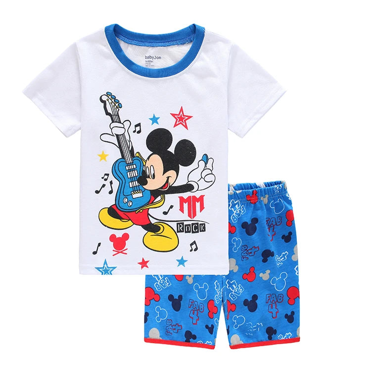 2pcs/set New Kids Short Sleeved Suit Toddler Costume Mickey Clothes Baby Boys Pajamas Set girl Children Tshirt Shorts Set