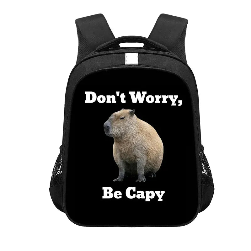 Kawaii Capybara Print Backpack Women Men Don't Worry Be Capy Children Student School Bags Laptop Kindergarten Rucksack Gift