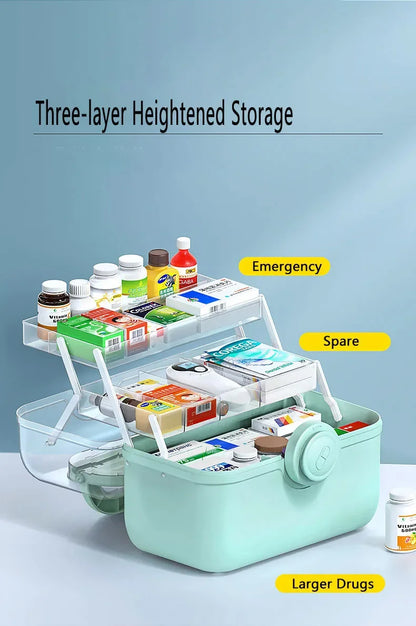 Large Capacity Family Medicine Organizer Box Portable First Aid Kit Medicine Storage Boxes Organizers Plastic Organizing Home