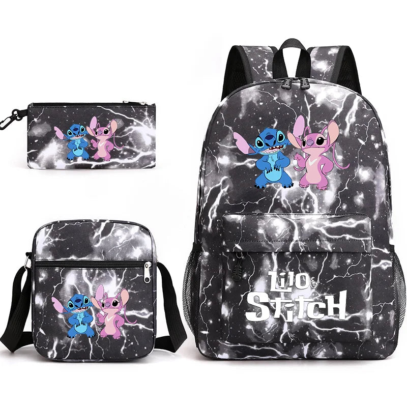 Disney Lilo Stitch 3Pcs/Set Bookbag Kids Backpack Boys Girls School bags Daily Backpacks Mochilas Shoulder Bag Set