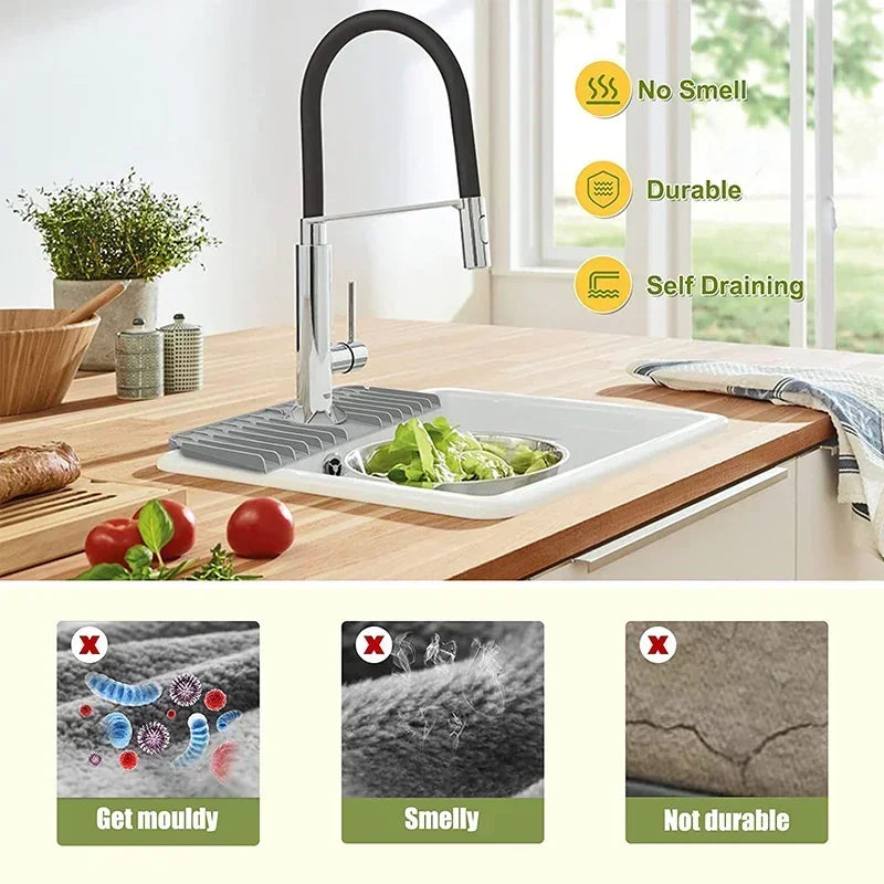 Sink Anti-spray and Drain Water Retaining Pad Silicone Faucet Splashproof Water Pad Absorbent Pad Bathroom Kitchen Accessories