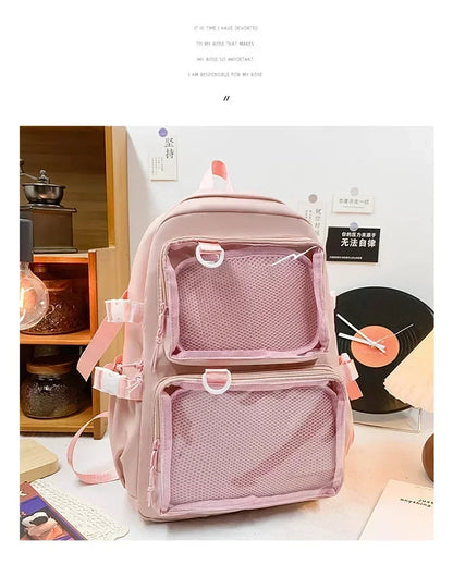 Japanese Kawaii Itabag Women New 2024 Transparent Backpack Women Large Capacity Ita Backpack School Bags for College Student JK