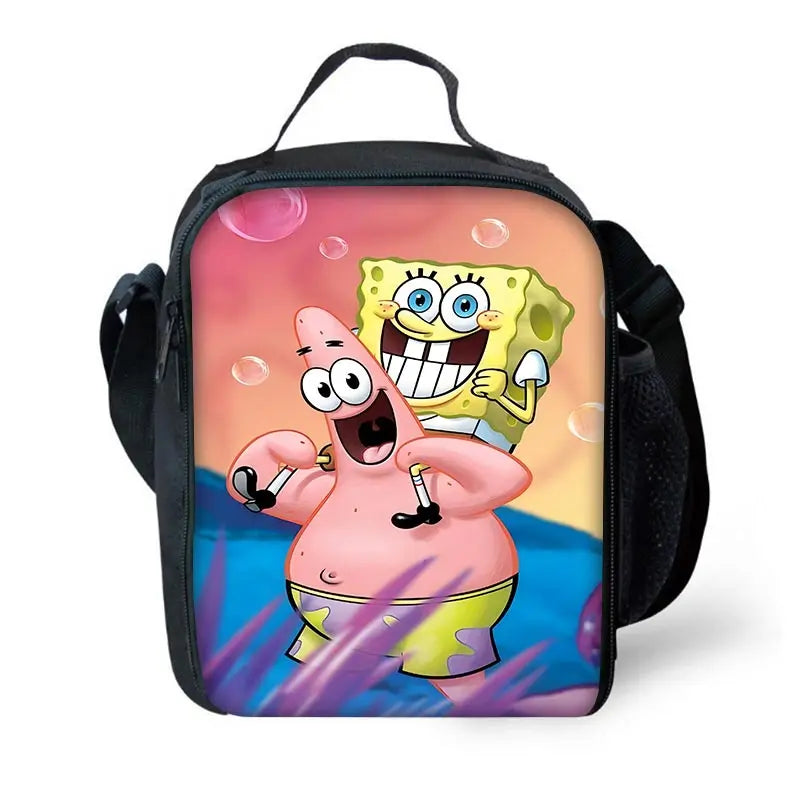 Cartoon Cute Child School Backpack with Lunch Bags ,Pencil Bags ,School Bags for S-spongebobS Boys Girls Best Gift