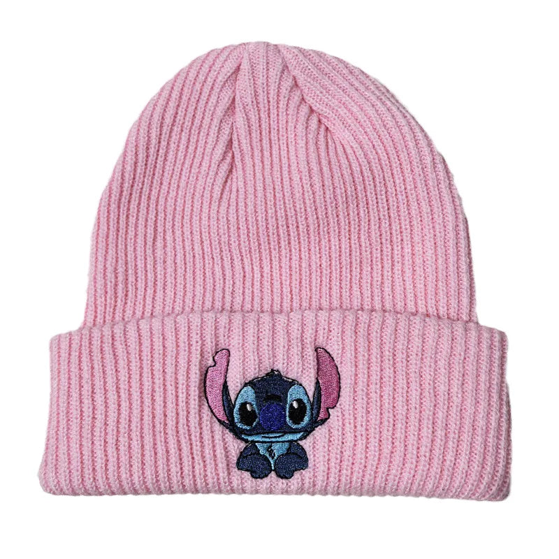 Disney Anime Stitch Knitted Hat Kawaii Lilo Stitch Embroidered Cute Warm Hat Cartoon Children Autumn Winter Hat Gifts