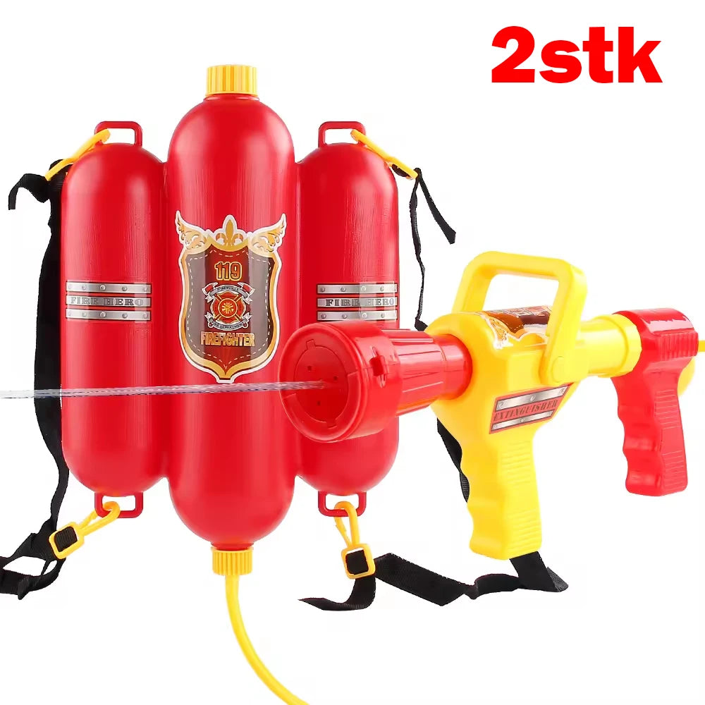 Fireman Backpack Water Gun Large Capacity Pistol Spray Water Guns Pull Out Shooting Soaker Pool Beach Games Outdoor Toy Kid Gift