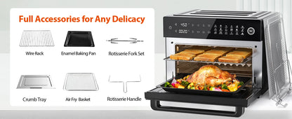 PRO Large Air Fryer Oven Toaster Oven Combo  with Rotisserie, Dehydrator and Full Accessories  19-In-1 Digit