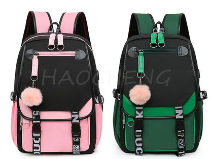 Lovely Kuromi Melody Backpacks USB Cartoon Purple Printed Boy Girls School Bag Students Bookbag Teens Women Mochila Escolar Niña