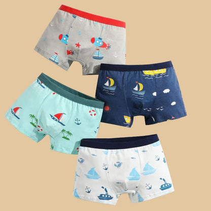 4pcs/Lot Boys Boxer Briefs Kids Cotton Underwear Baby Boy Underpants Teenager Cartoon Print Soft Children Panties 2-15Y 2024 New