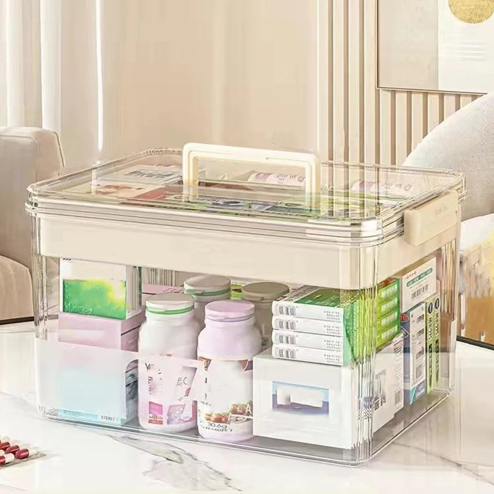 Medicine Box Drawer Home Light Luxury Transparent Multi layered Stackable Dust Proof Large Capacity Desktop Storage Organizer