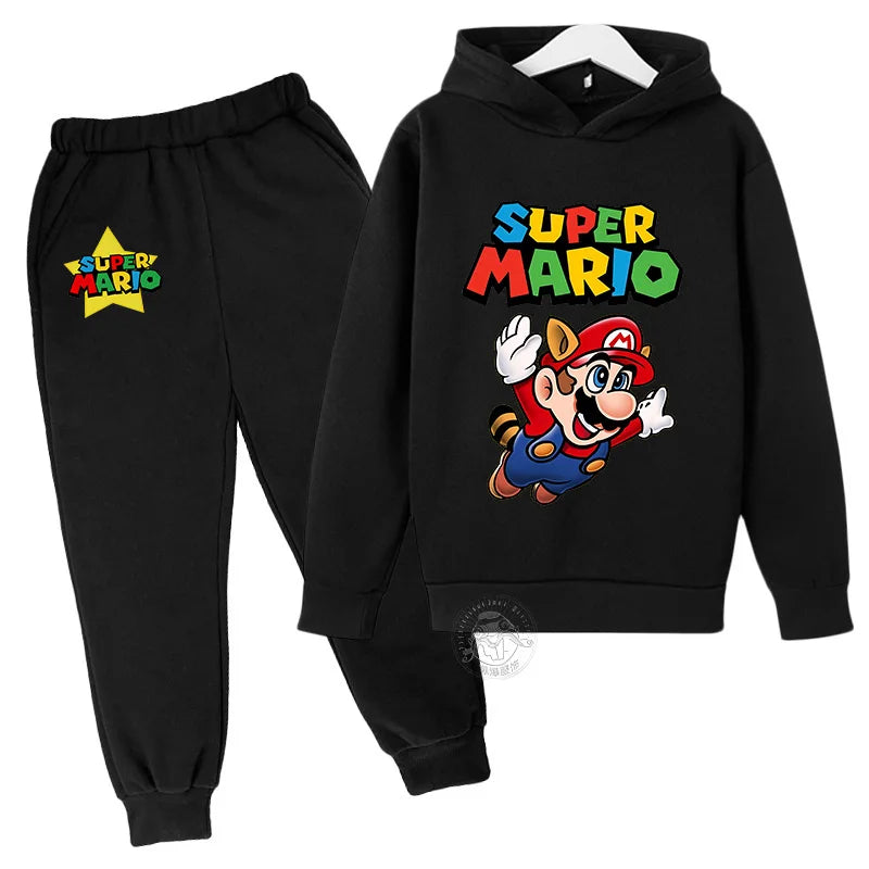 Super Mario Kawaii children's suit street fashion boys and girls suit sports pullover + sweatpants two-piece sports suit