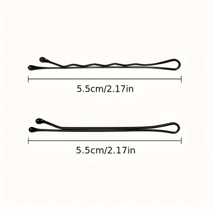 50/100pcs Classic Black Hair Clips For Girls - 2.17inch Alloy Bobby Pins, Fashionable Accessory For Teens & Up