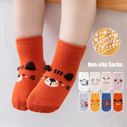 4Pairs/lot Anti-slip Baby Socks Cute Animal Cartoon Baby Boy Girls Sock Infant Children's Floor Socks 0-3 Years Old