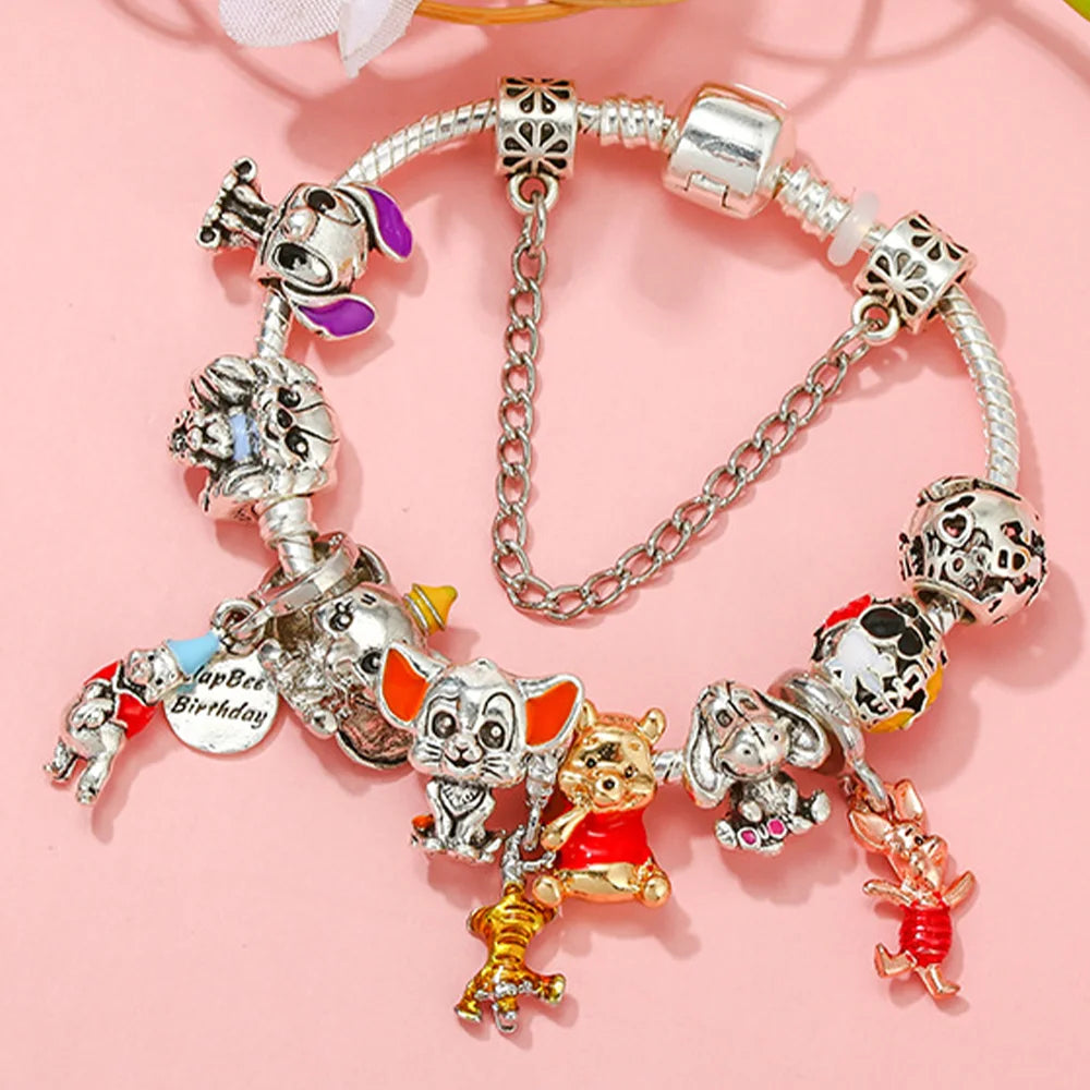 Disney 100th Princess Pumpkin Cart Mickey Minnie Dumbo Charm Stitch Beads Fit Original Pandora Bracelets DIY Jewelry Gifts Toy