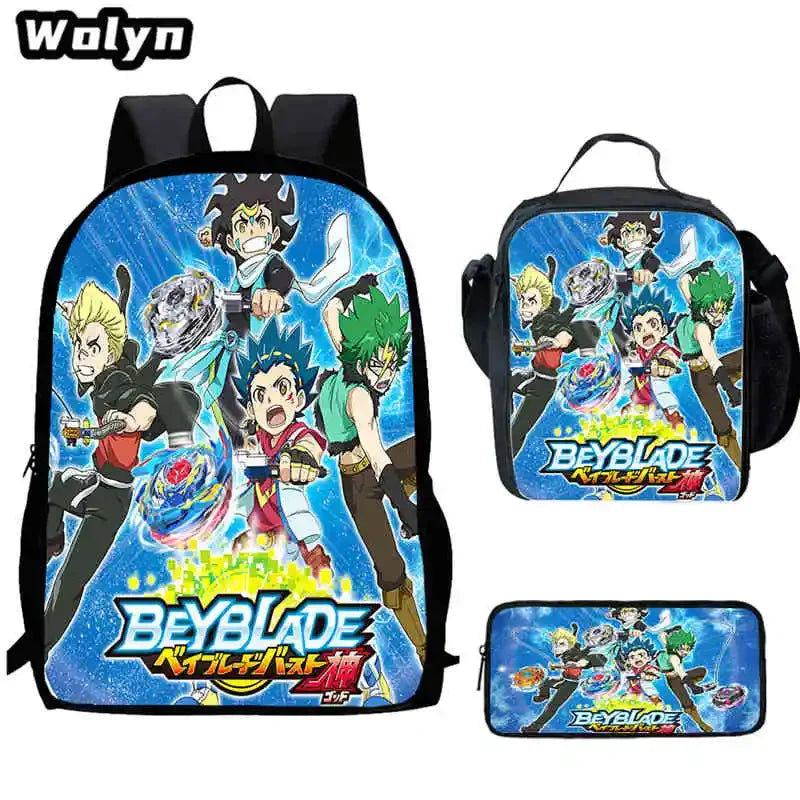 Anime-Bey-Blade Child School Backpack With Cartoon Lunch Bags Cartoon Pencil Bags School Bags for Boys Girls Best Gift