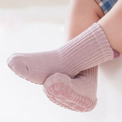 3Pairs/Lot Cotton Baby Anti-slip Socks For Boys Girls Low Cut Floor Kids Toddler Sock With Rubber Grips Socken For 0-6Years