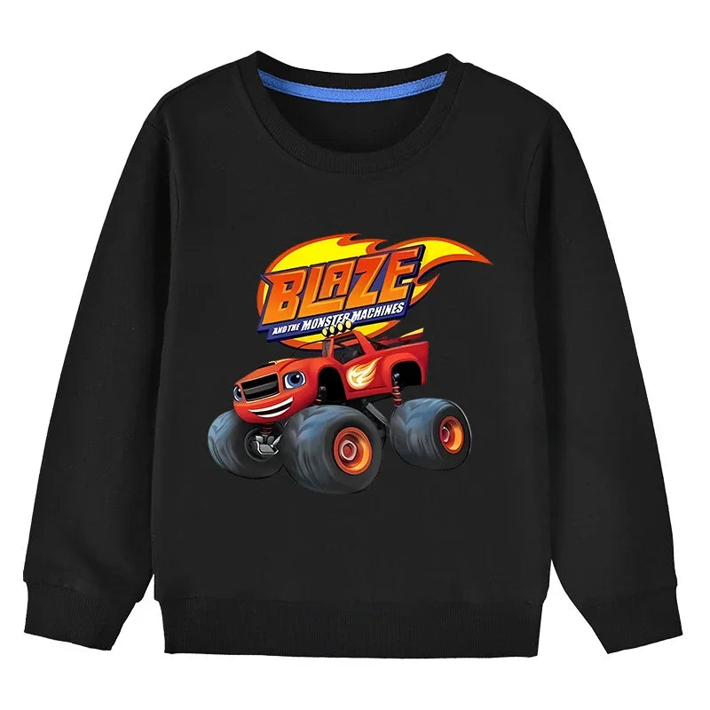 Autumn Kids Blaze And The Monster Machines Cartoon Funny Sweatshirts Children's Hoodies Baby Pullover Tops Girls Boys Clothes