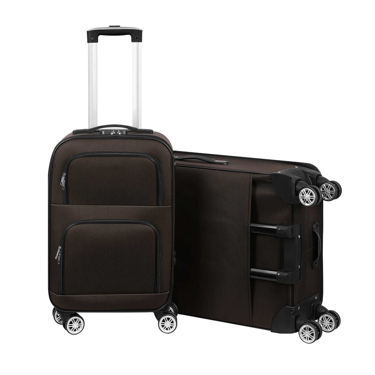 Soft edged travel 20 inch lightweight luggage with rotating wheels, Oxford fabric suitcase with small diagonal fabric