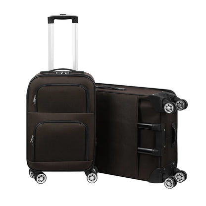 Soft edged travel 20 inch lightweight luggage with rotating wheels, Oxford fabric suitcase with small diagonal fabric