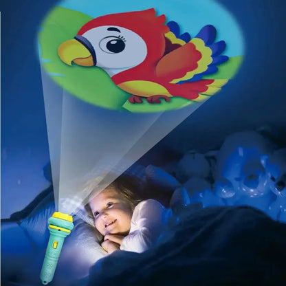 80 Patterns Illuminated Projection Led Flashlight Baby Puzzle Teaching Cognition Early Knowledge Animal Pattern Bedtime Story