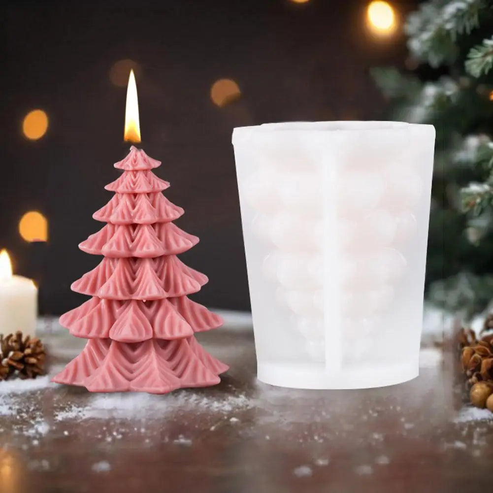 New Christmas Tree Carving Pattern Cylindrical Candle 3D Silicone Mold Reindeer Snowflake Cylindrical Elk Candle Mold