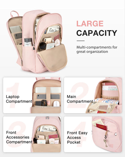 BAGSMART Backpacks for Women School Bag for girl 17.5''/15.6'' Notebook Travel Laptop Computer Backpack with USB Charging Port