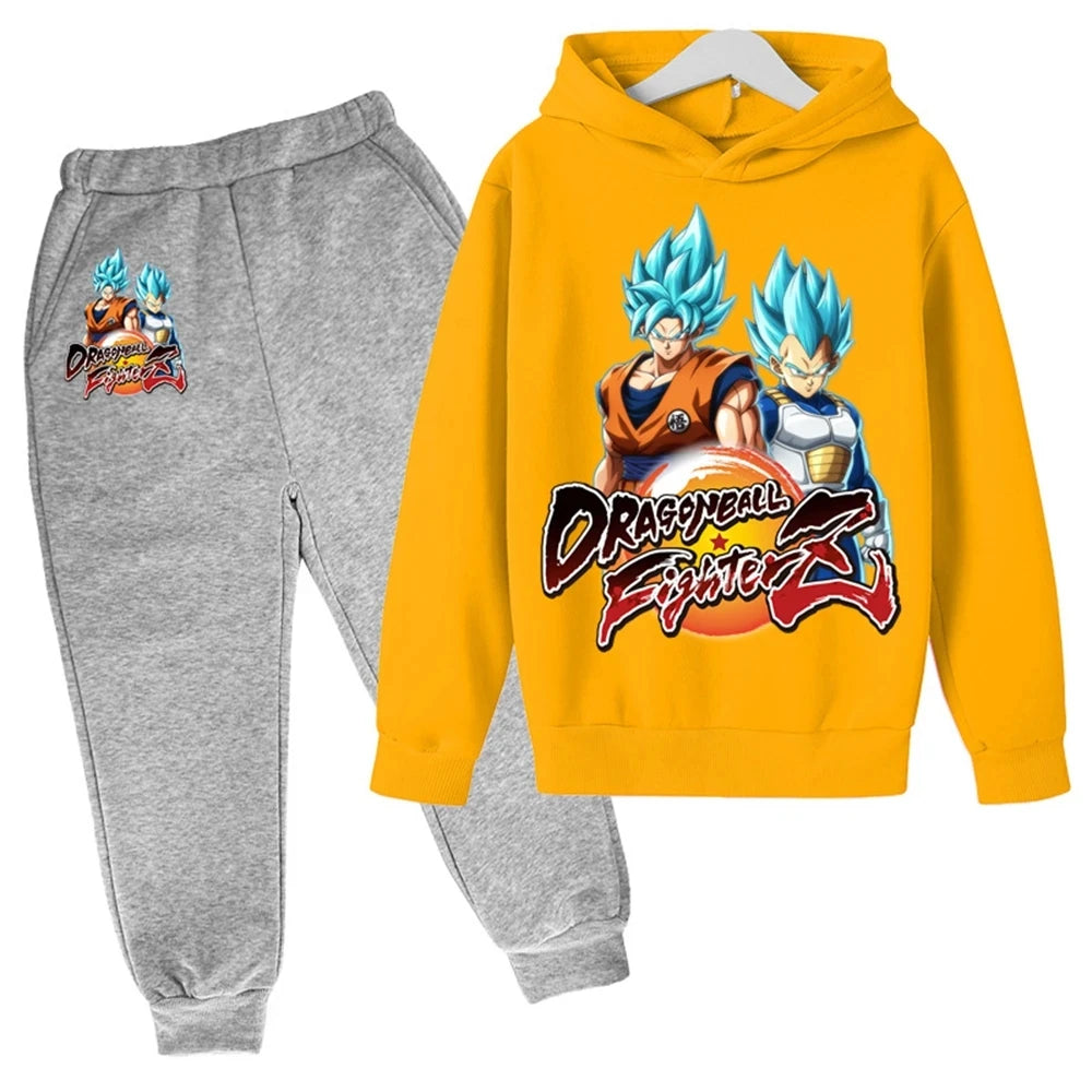 Winter Dragon Ball hoodies for boys and girls, children's cartoon Goku sweatshirts, outdoor sports children's simple fashion top