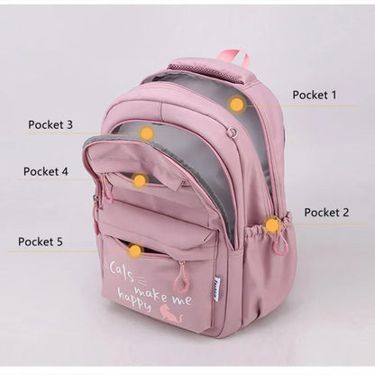 Fengdong Kawaii school Backpack for Girls cute School Bags Waterproof bookbag Teens College Student Large Travel Shoulder Bag