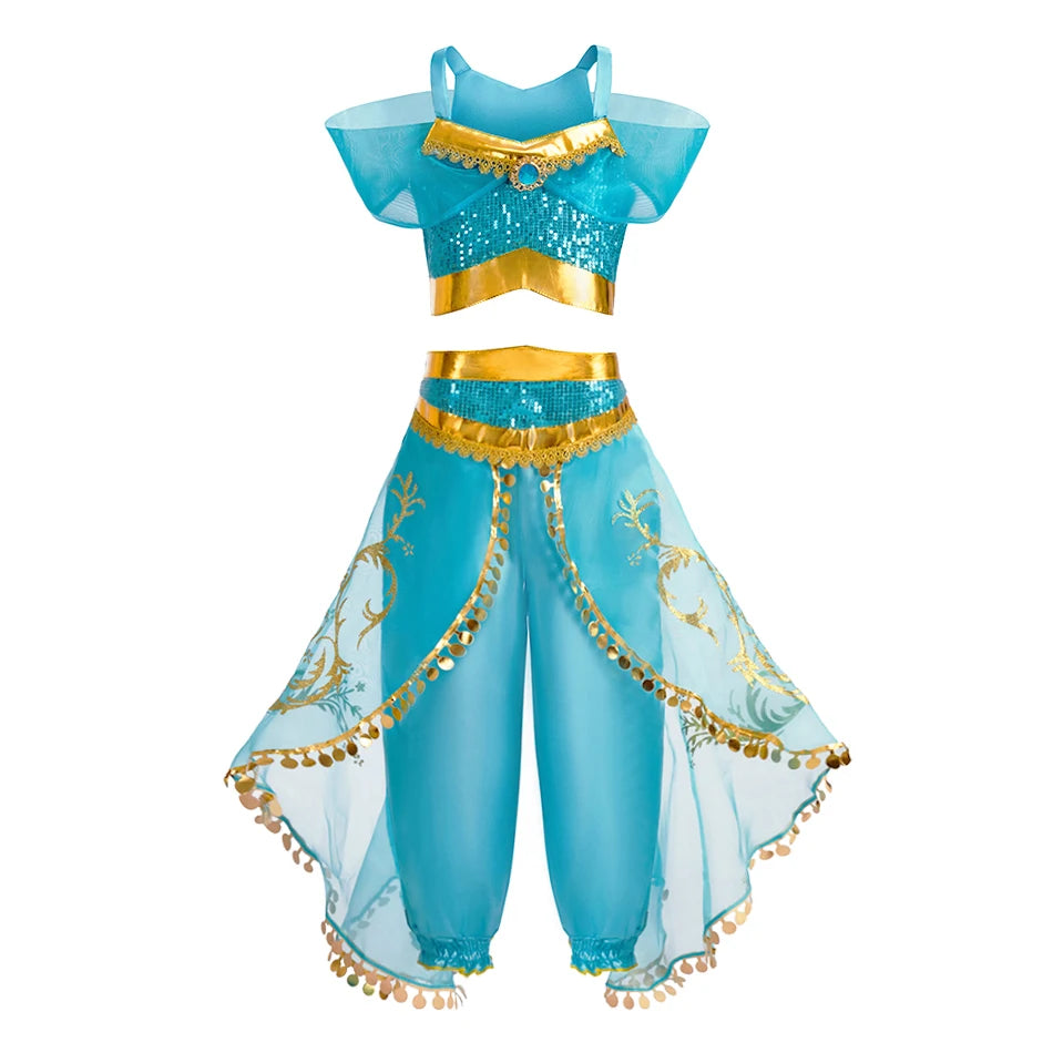 Girls Elsa Anna Dress Children Princess Carnival Dress Kids Jasmine Rapunzel Pageant Flower Disguise Cosplay Christmas Costume