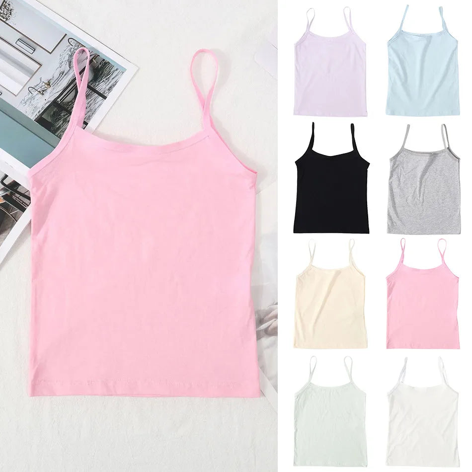 Gentle Protection for Girl No Underwire Camisole Top Young School Children Discreet Comfortable Vest Kids Solid Color Undershirt