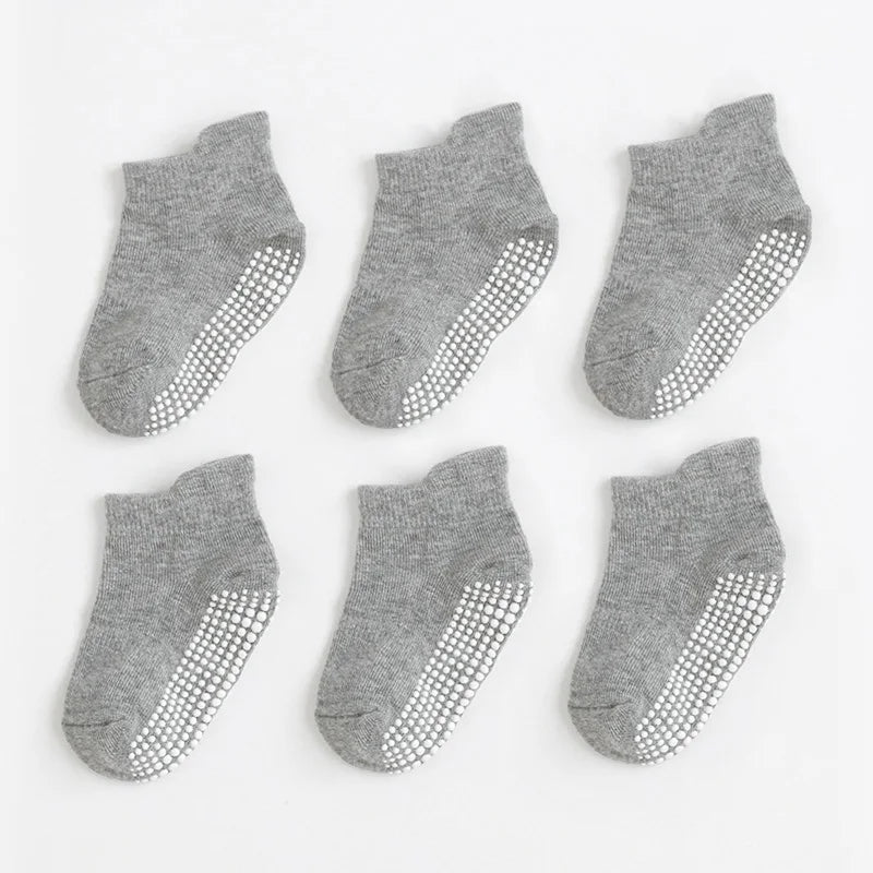 6Pairs Baby's Non-slip Floor Socks For Toddler Kids Boys Indoor Activities Learn To Walk Ankle Socks