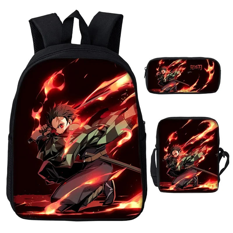 Nezuko Demon Slayer Anime 3Pcs/Set Backpack Student School Shoulder Bag Kids Cute Travel Backpack for Children Birthday Gifts